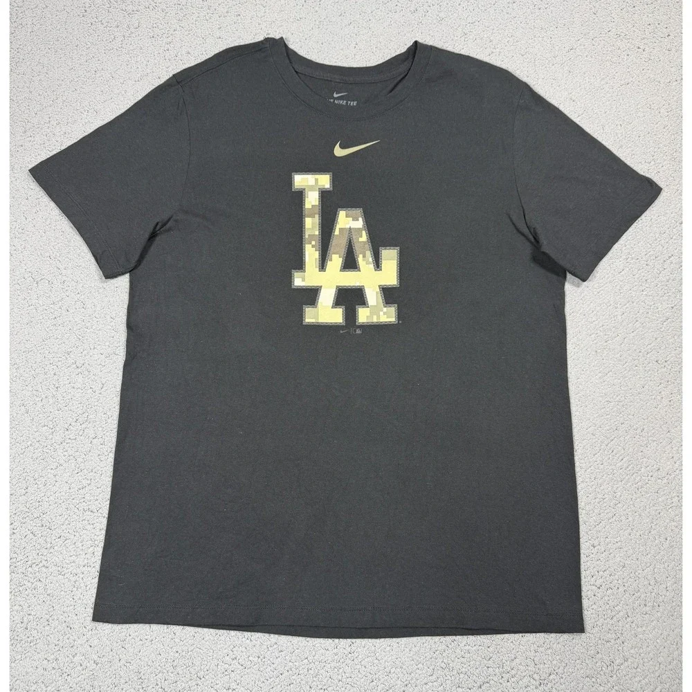Nike Los Angeles Dodgers Shirt Mens Large Black MLB Baseball The Nike Tee Logo